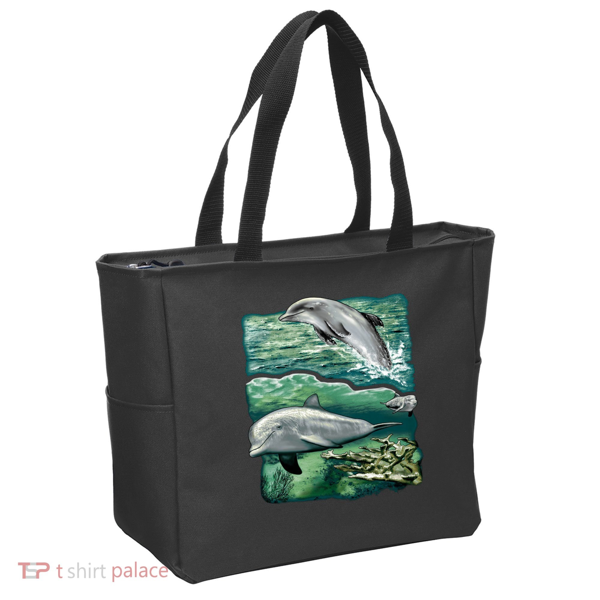 Cute Abstract dolphins In Sea Life Tote Bag