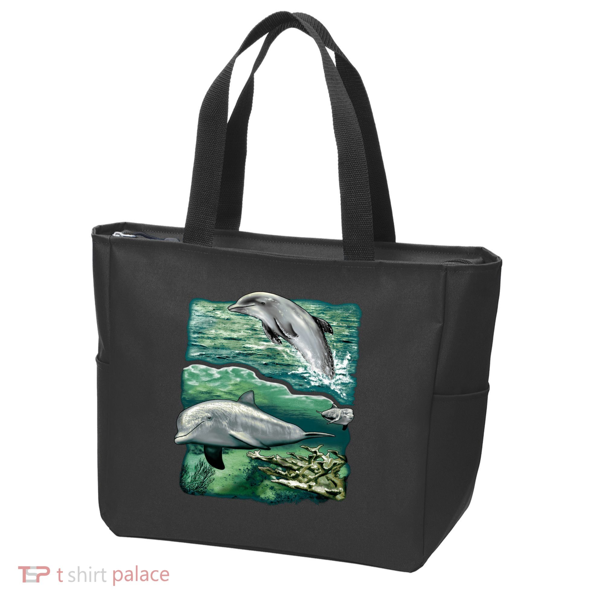 Cute Abstract dolphins In Sea Life Tote Bag