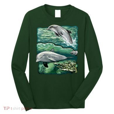 Cute Abstract dolphins In Sea Life Long Sleeve Shirt