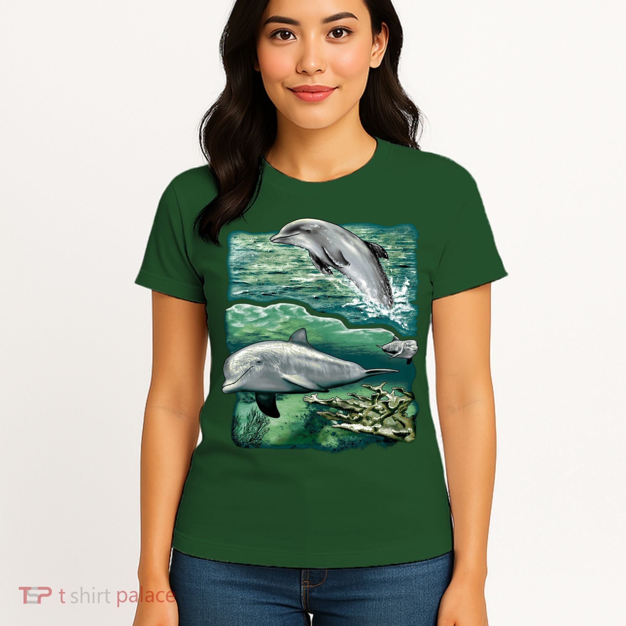 Cute Abstract dolphins In Sea Life Women's T-Shirt