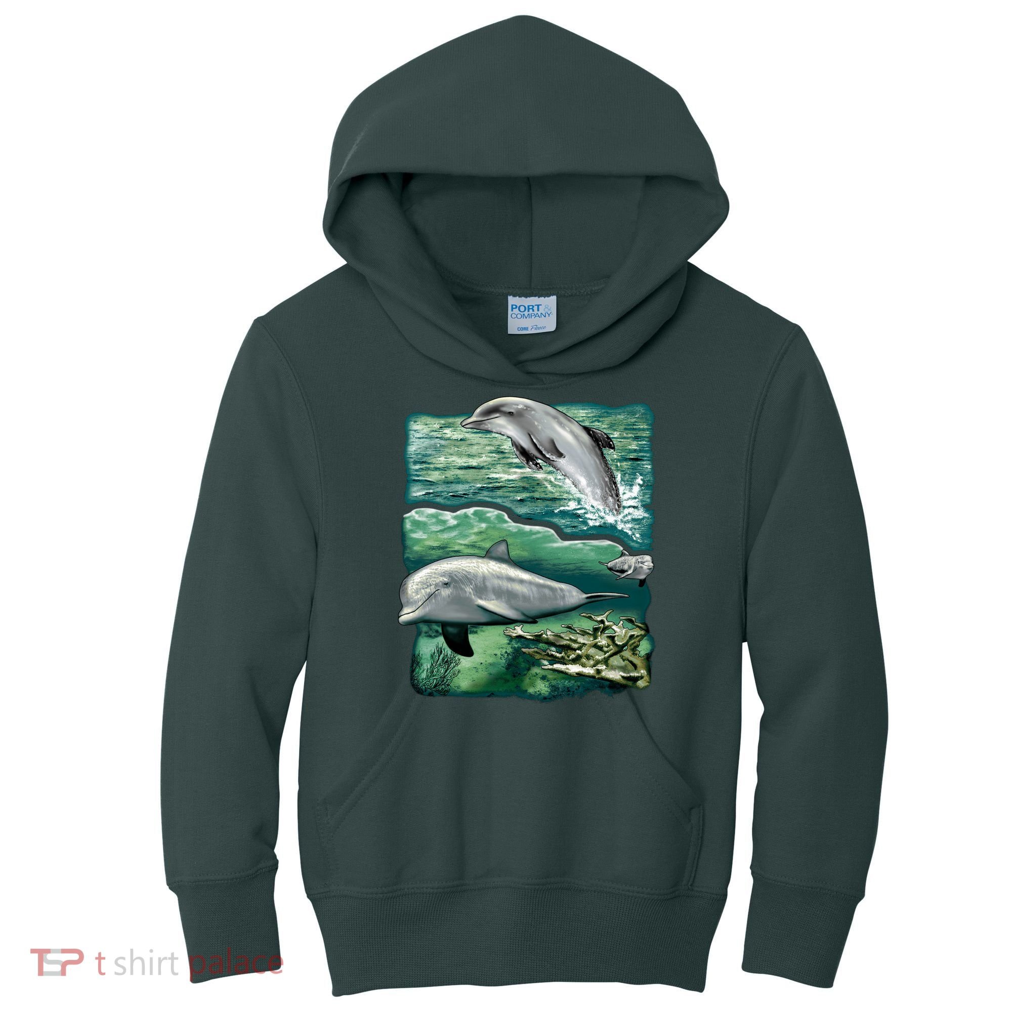Cute Abstract dolphins In Sea Life Kids Hoodie