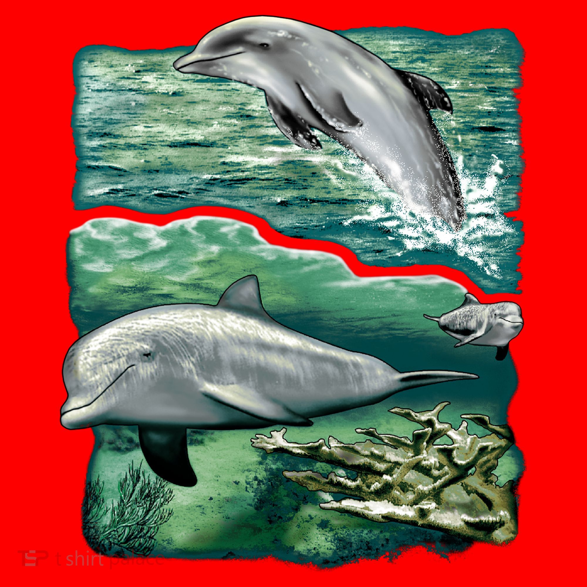 Cute Abstract dolphins In Sea Life Santa Hat