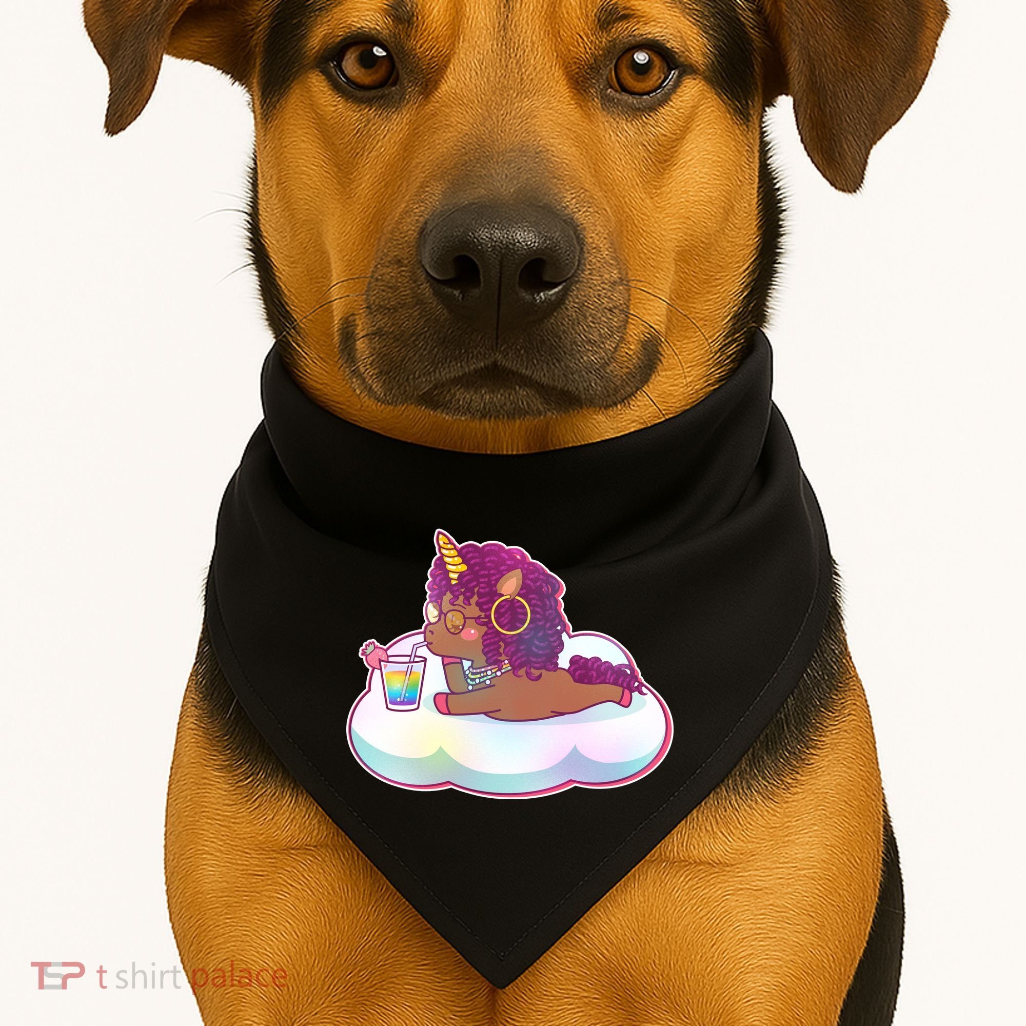 Cute Afro Unicorn USA-Made Doggie Bandana
