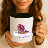 Cute Afro Unicorn Coffee Mug thumb 3