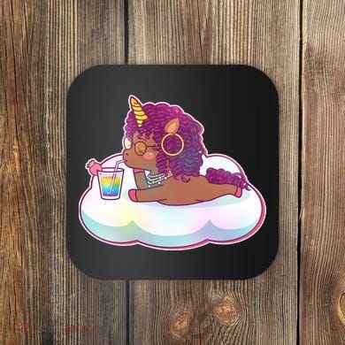 Cute Afro Unicorn Coaster