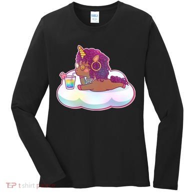 Cute Afro Unicorn Women's Long Sleeve Shirt