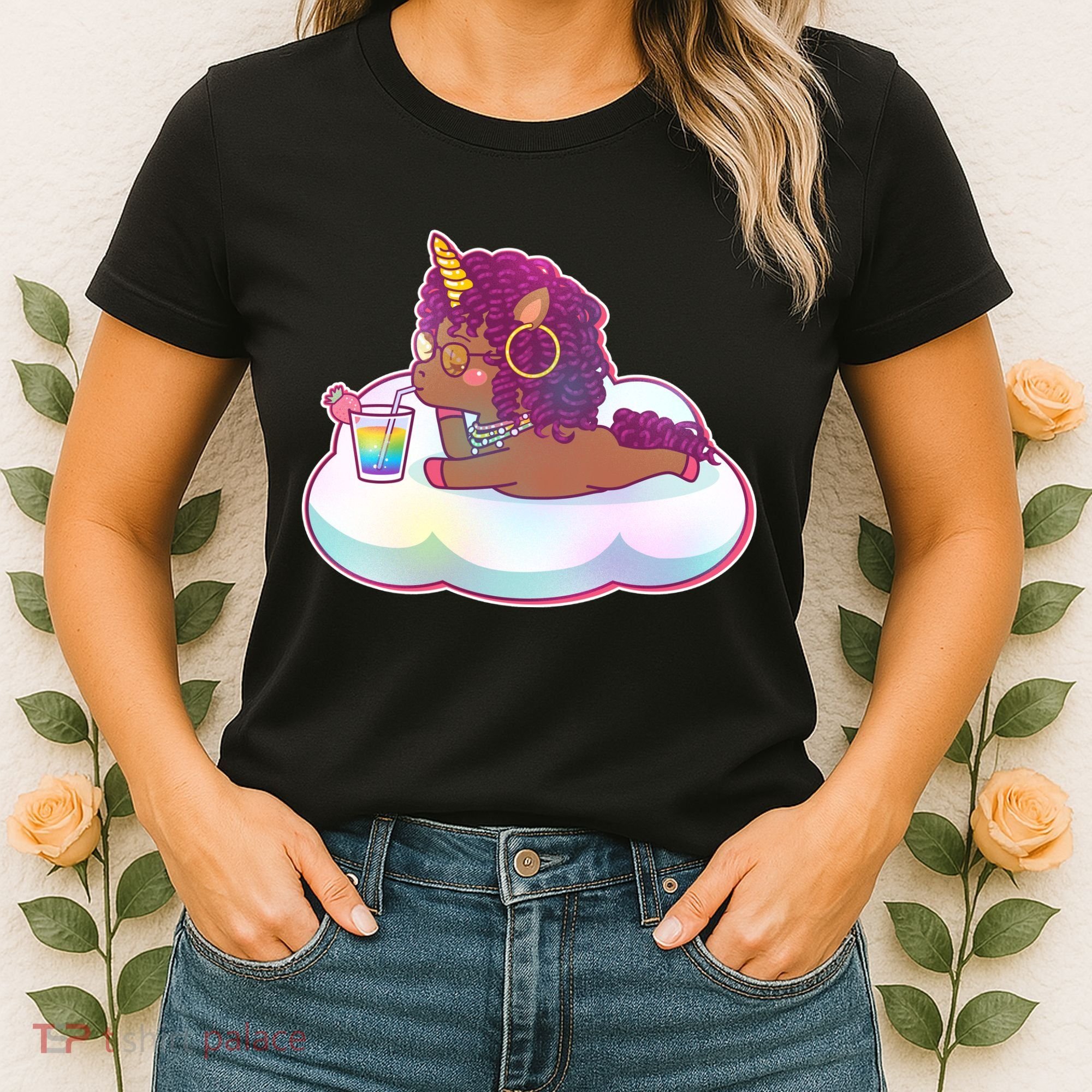 Cute Afro Unicorn Women's T-Shirt