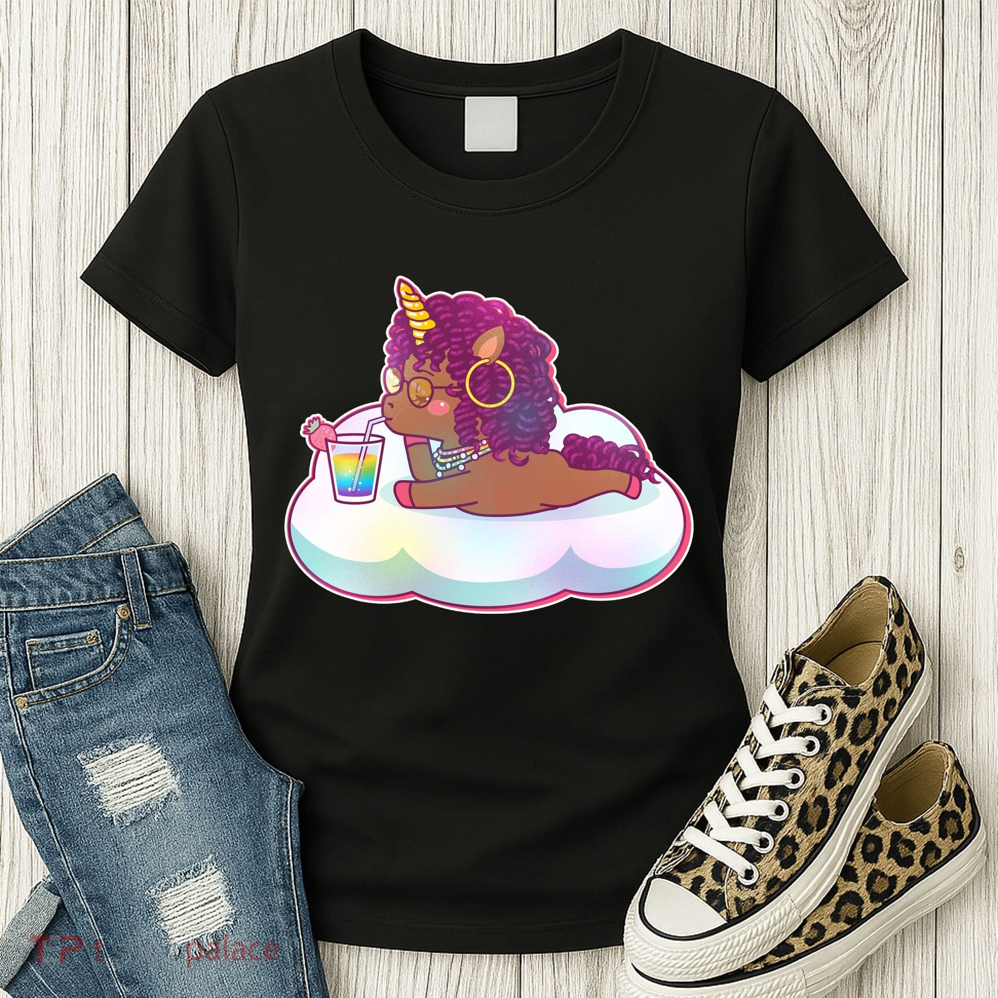Cute Afro Unicorn Women's T-Shirt