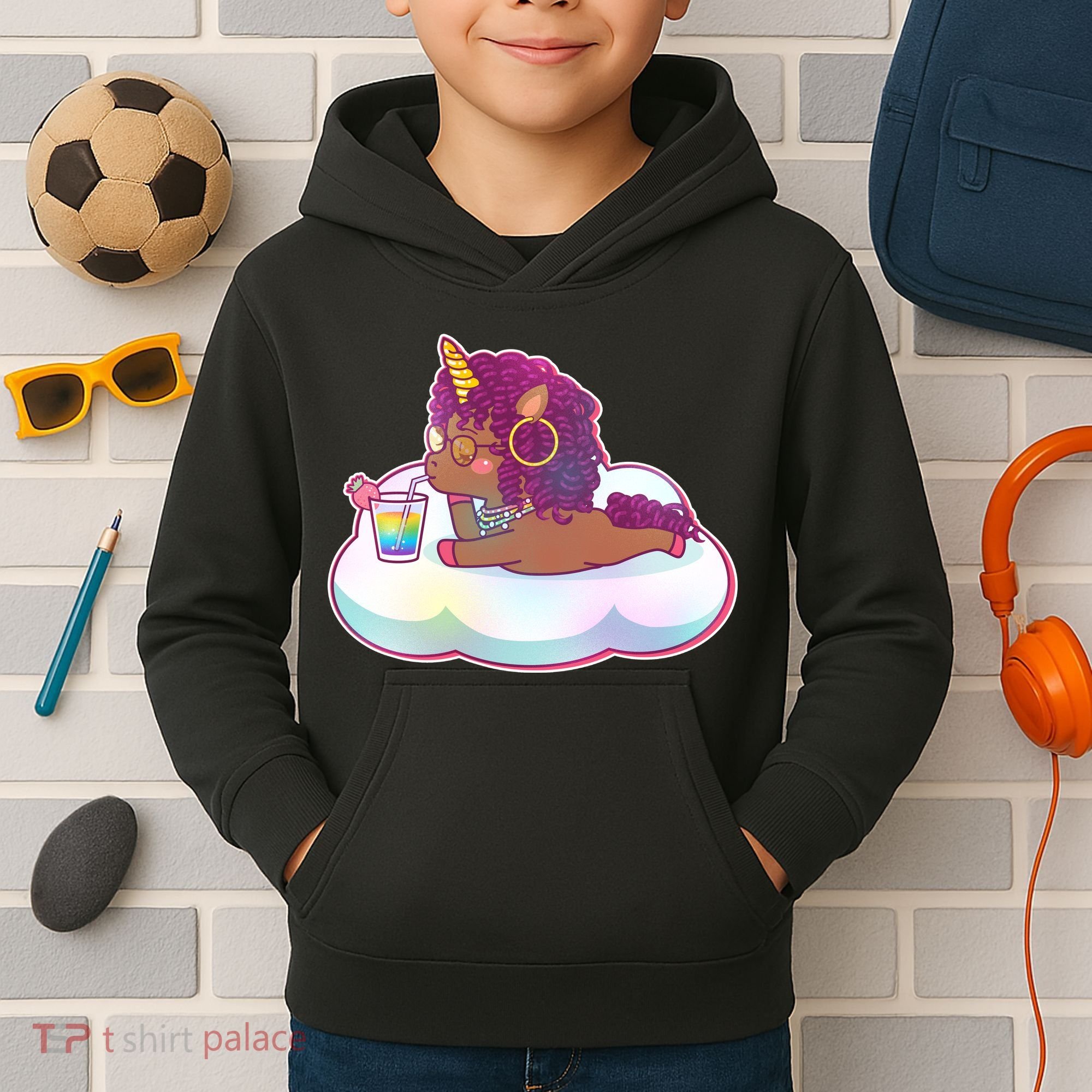 Cute Afro Unicorn Kids Hoodie