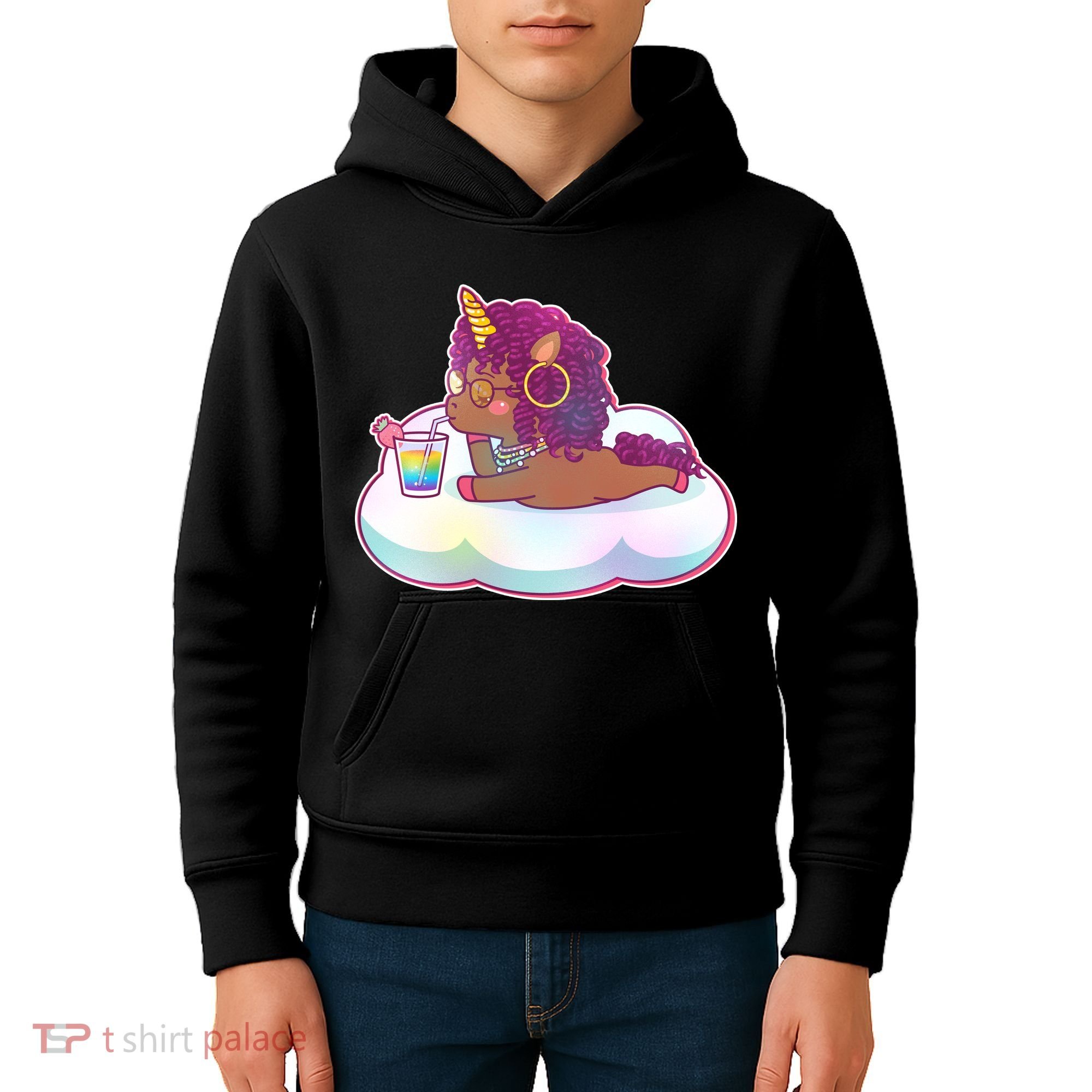 Cute Afro Unicorn Kids Hoodie