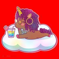 Cute Afro Unicorn Santa Hat thumb 1