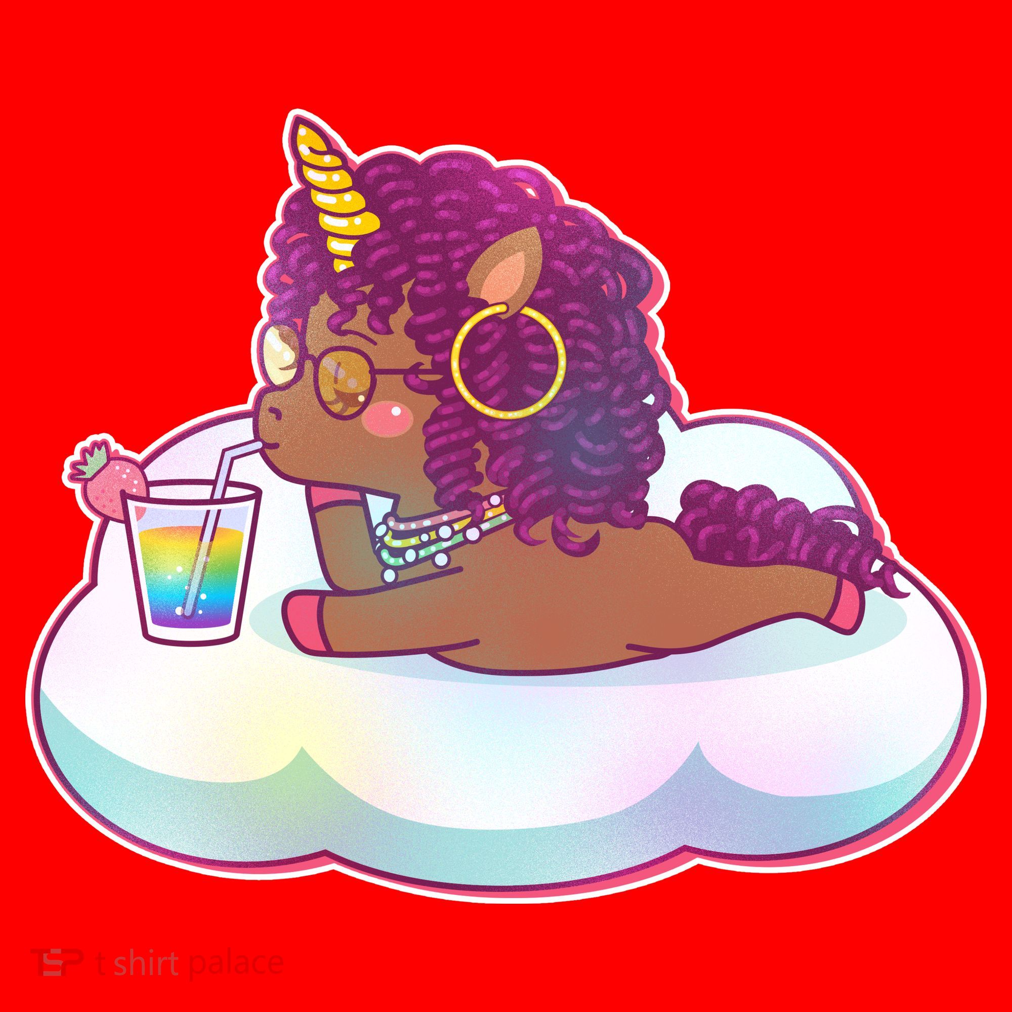 Cute Afro Unicorn Santa Hat