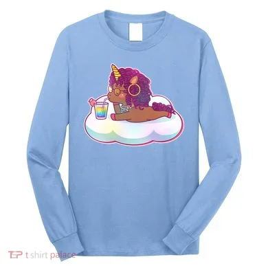 Cute Afro Unicorn Long Sleeve Shirt