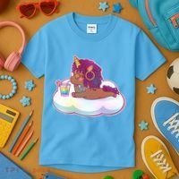 Cute Afro Unicorn Kids T-Shirt thumb 3