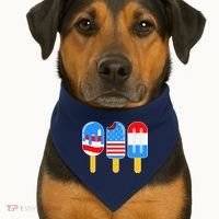 Cute American Flag Popsicles  USA-Made Doggie Bandana thumb 1