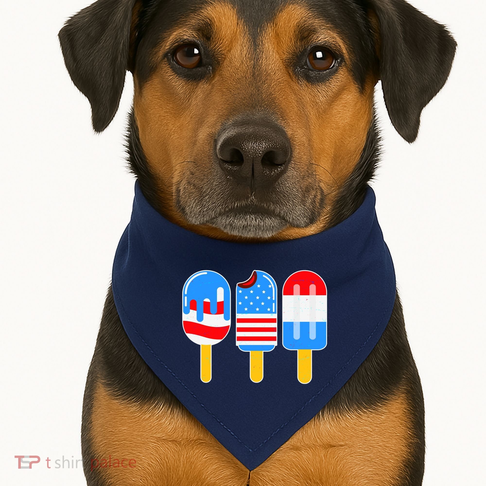 Cute American Flag Popsicles  USA-Made Doggie Bandana