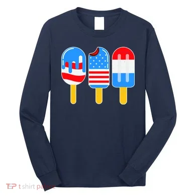 Cute American Flag Popsicles Long Sleeve Shirt
