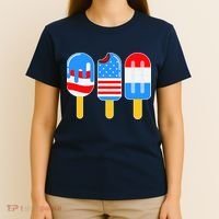 Cute American Flag Popsicles  T-Shirt thumb 4