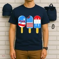 Cute American Flag Popsicles  T-Shirt thumb 6