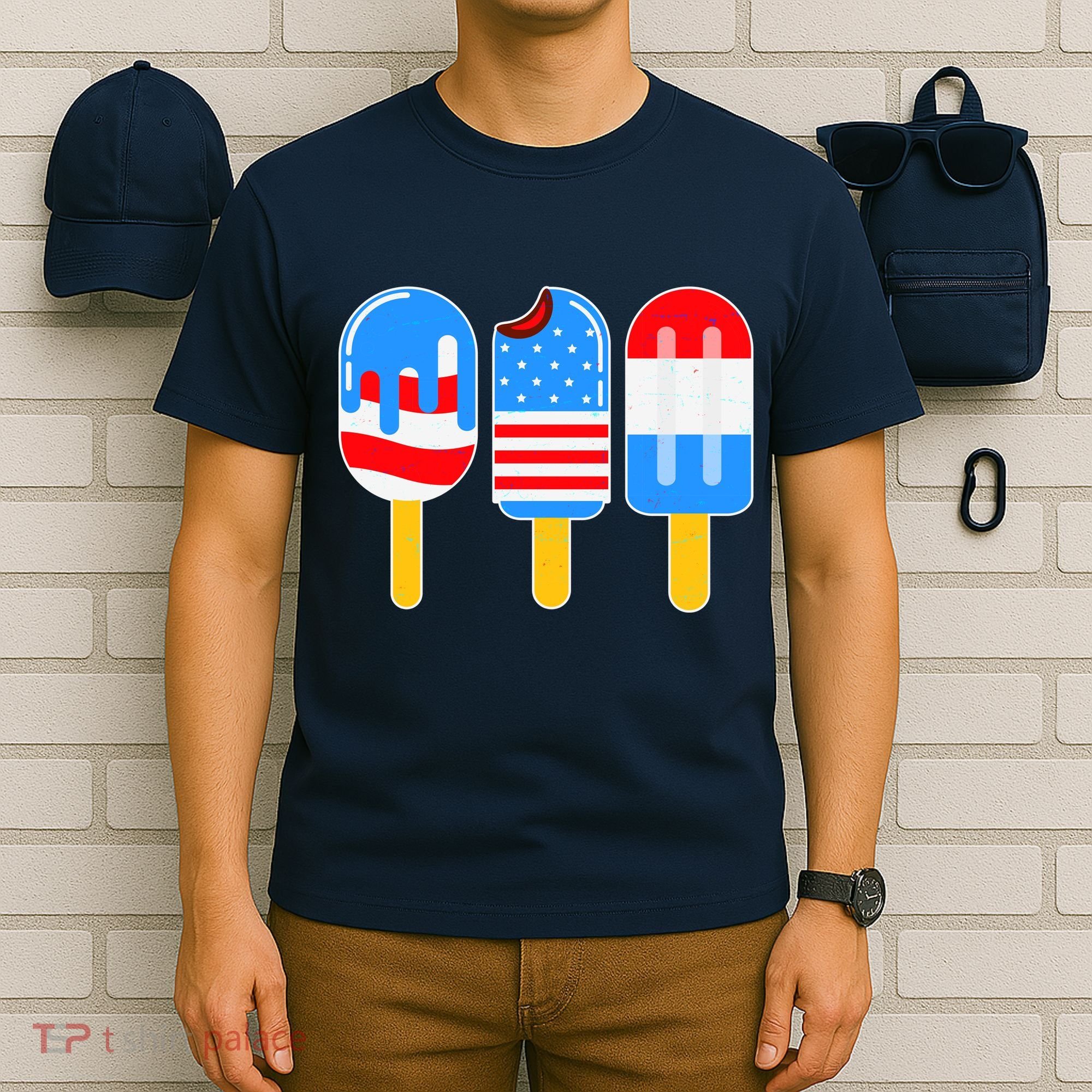 Cute American Flag Popsicles  T-Shirt