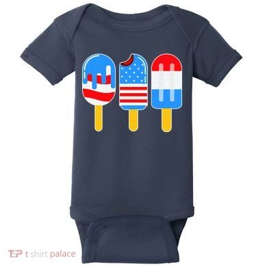 Cute American Flag Popsicles  Baby Bodysuit