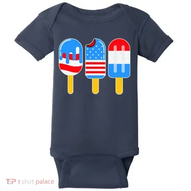 Cute American Flag Popsicles  Baby Bodysuit