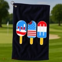 Cute American Flag Popsicles  Golf Towel thumb 1