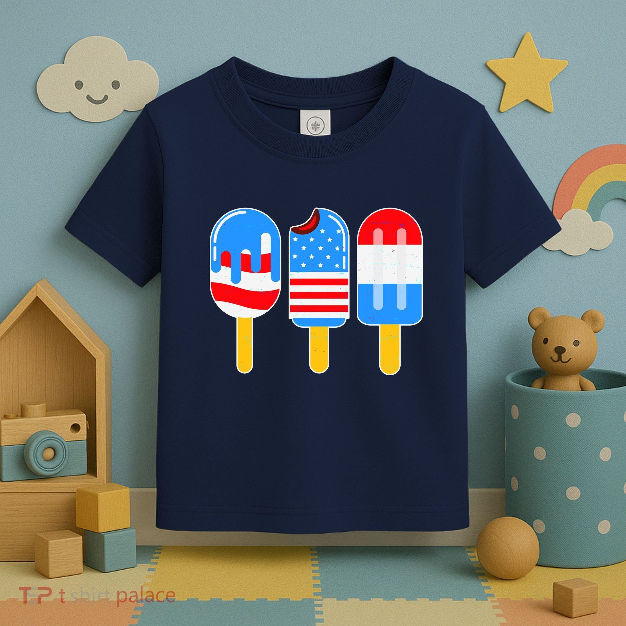 Cute American Flag Popsicles  Toddler T-Shirt