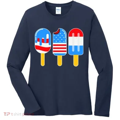 Cute American Flag Popsicles  Women's Long Sleeve Shirt
