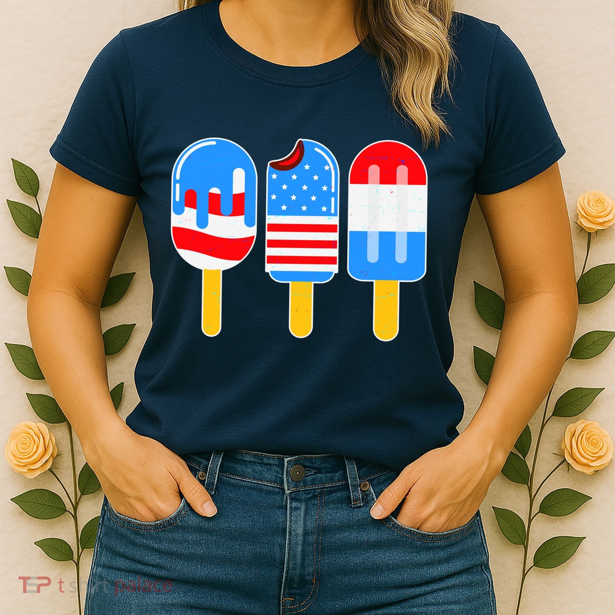 Cute American Flag Popsicles  Women's T-Shirt