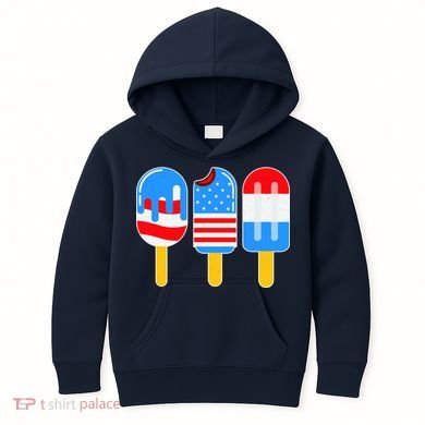 Cute American Flag Popsicles  Kids Hoodie