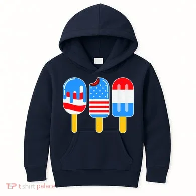 Cute American Flag Popsicles Kids Hoodie