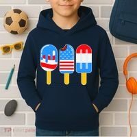 Cute American Flag Popsicles  Kids Hoodie thumb 2
