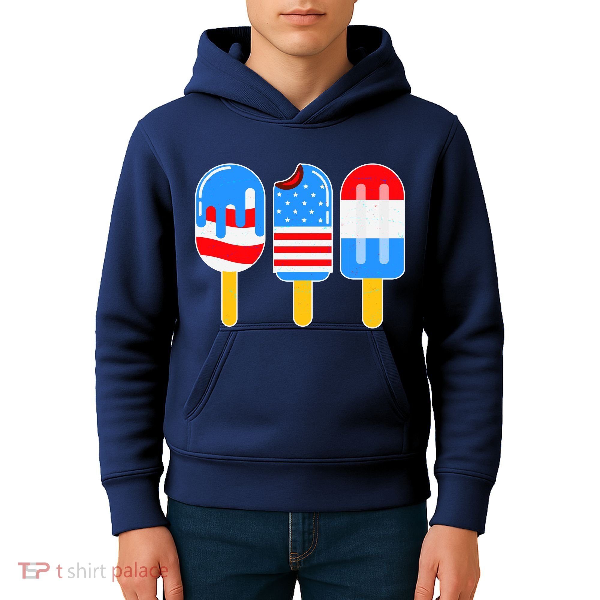Cute American Flag Popsicles  Kids Hoodie