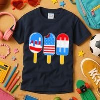 Cute American Flag Popsicles  Kids T-Shirt thumb 3