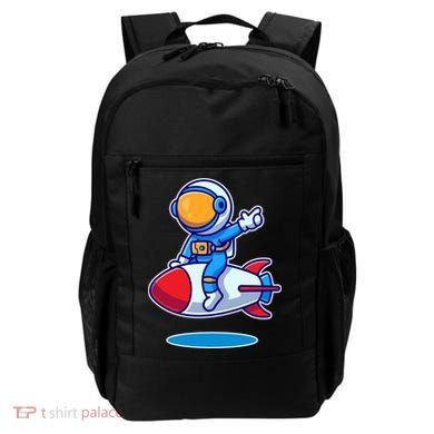 Cute Astronaut On Rocket Cartoon Backpack