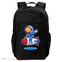 Cute Astronaut On Rocket Cartoon Backpack thumb 0