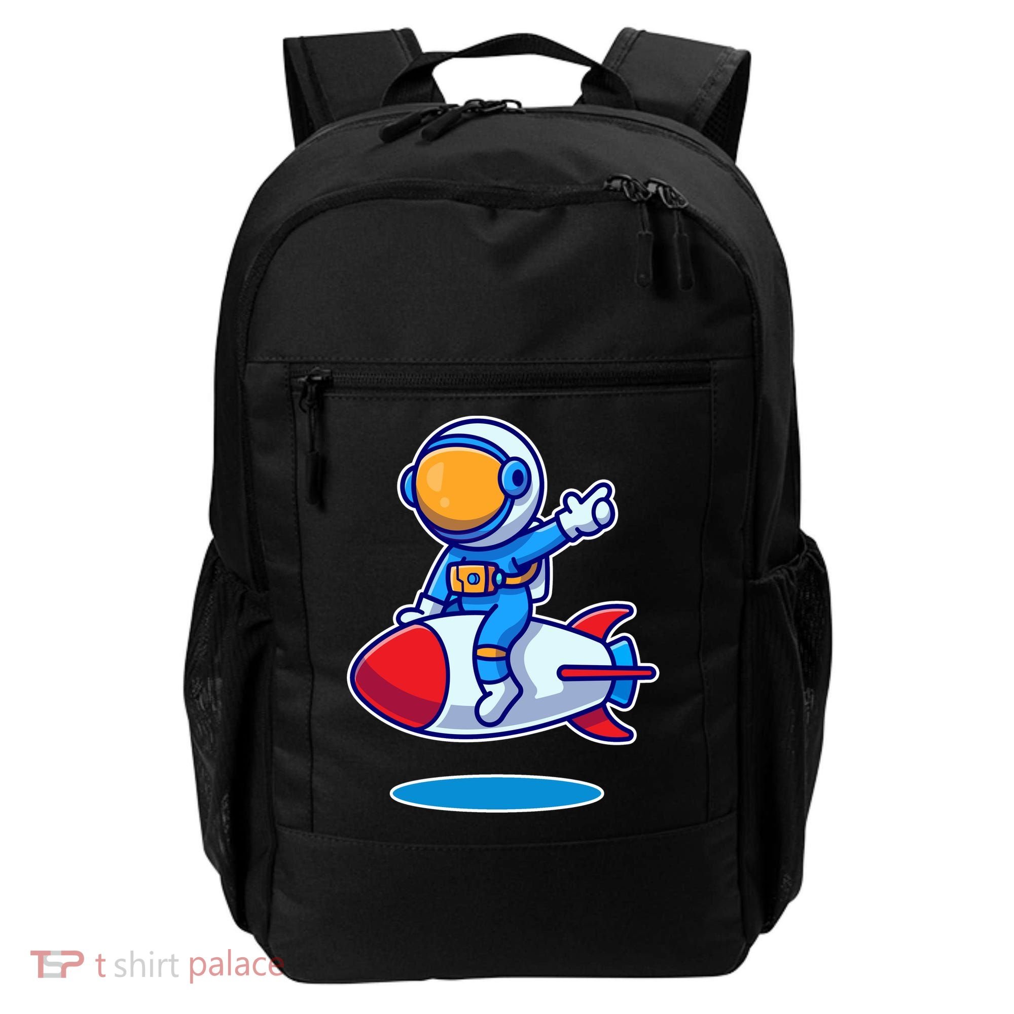 Cute Astronaut On Rocket Cartoon Backpack