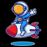 Cute Astronaut On Rocket Cartoon Backpack thumb 2