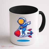 Cute Astronaut On Rocket Cartoon Coffee Mug thumb 1