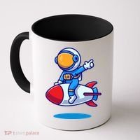 Cute Astronaut On Rocket Cartoon Coffee Mug thumb 0