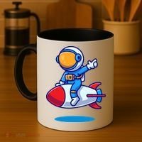Cute Astronaut On Rocket Cartoon Coffee Mug thumb 4