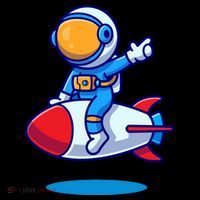 Cute Astronaut On Rocket Cartoon Coffee Mug thumb 5
