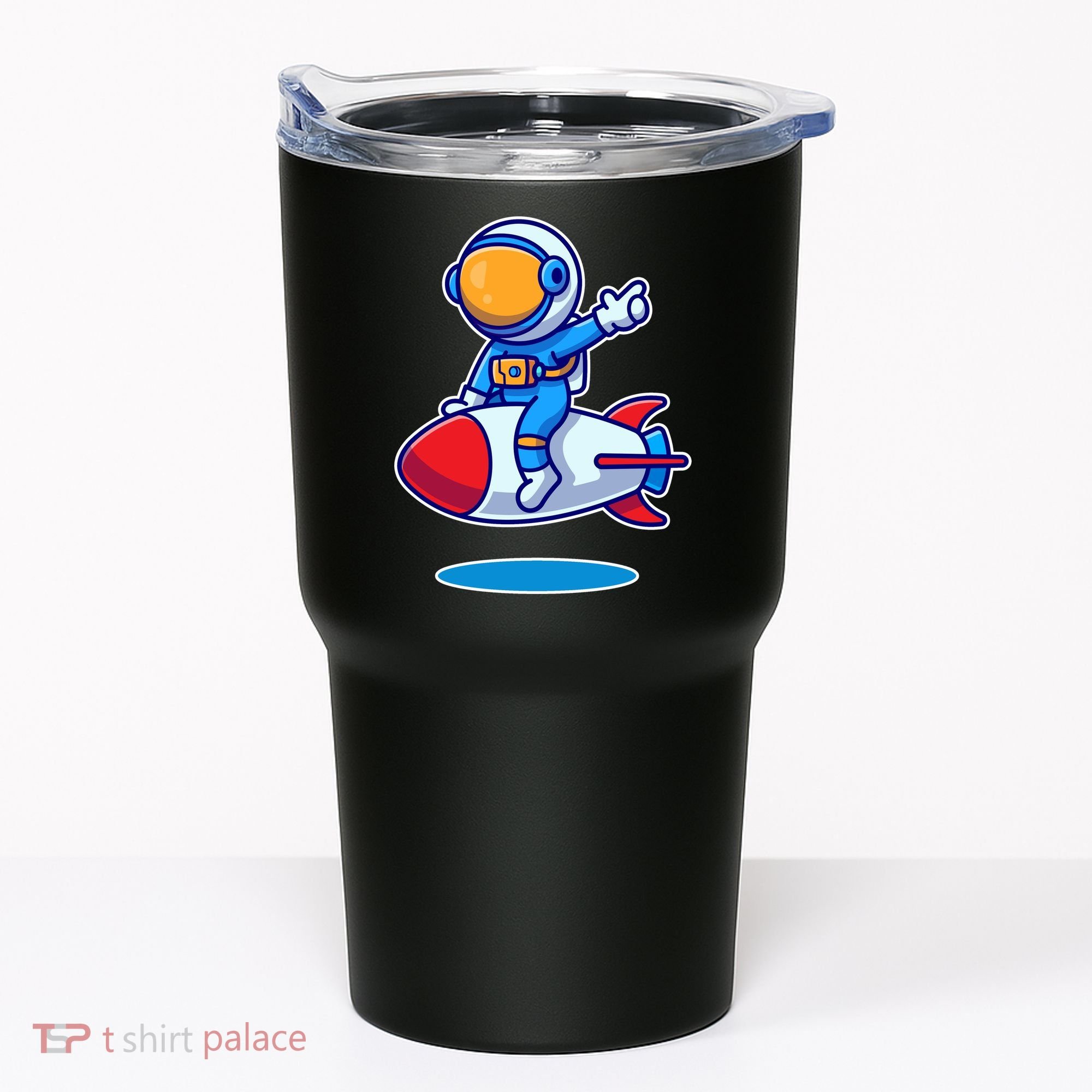Cute Astronaut On Rocket Cartoon Tumbler