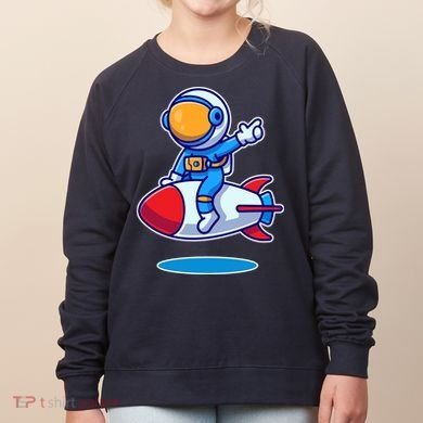 Cute Astronaut On Rocket Cartoon Women's Sweatshirt
