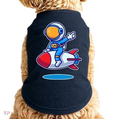 Cute Astronaut On Rocket Cartoon Doggie Tank