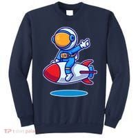Cute Astronaut On Rocket Cartoon Sweatshirt thumb 0