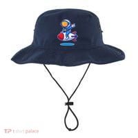 Cute Astronaut On Rocket Cartoon Bucket Hat thumb 0