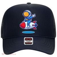 Cute Astronaut On Rocket Cartoon Hat thumb 0