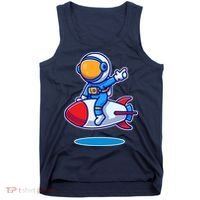 Cute Astronaut On Rocket Cartoon Tank Top thumb 0